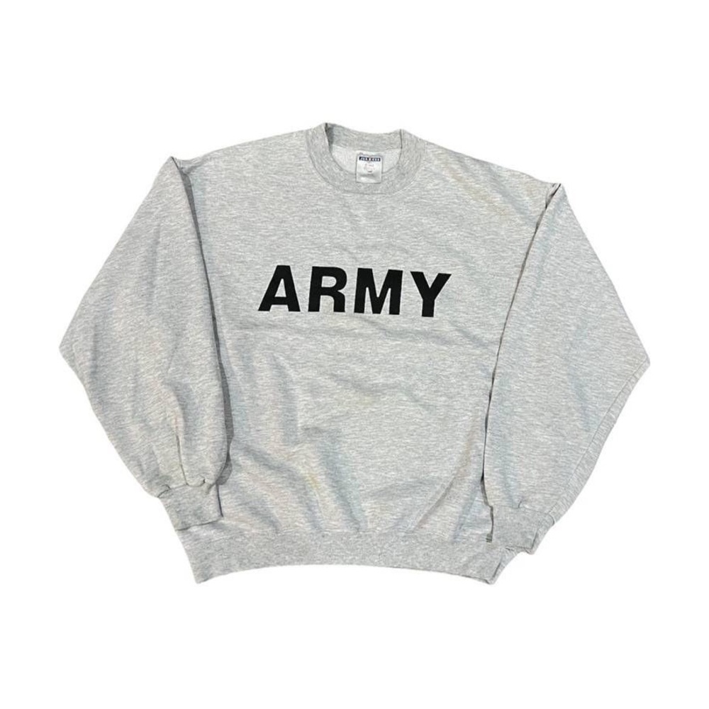 Vintage Jerzees ARMY grey sweatshirt pullover spell out small military